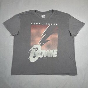 David Bowie Rebel Rebel Womens T-Shirt Gray 3XL Ziggy Stardust‎ Lightning Bolt